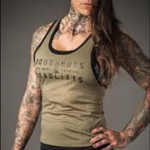 Doughnuts and Deadlifts PERFORM mesh tank top